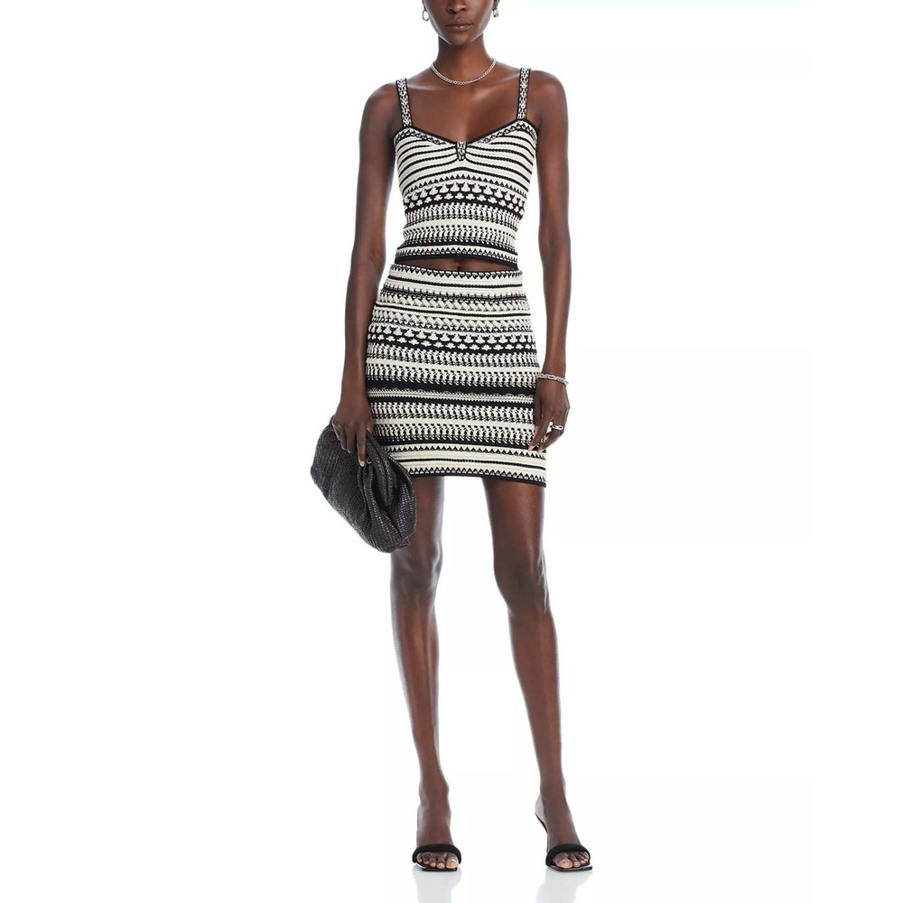 AQUA Striped Crochet Mini Skirt Size Small‎